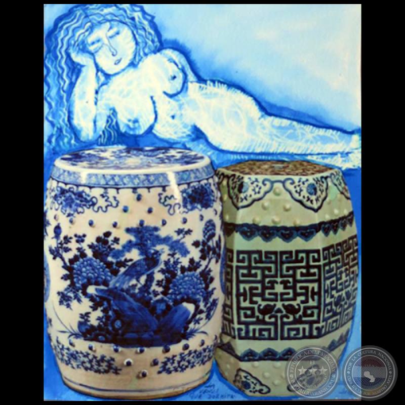 La venus que dormita - Serie AZUL dibujo sobre papel de Ricardo Migliorisi - Año: 2018